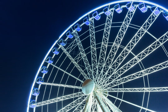 Ferris wheel at night in Gdansk, Poland