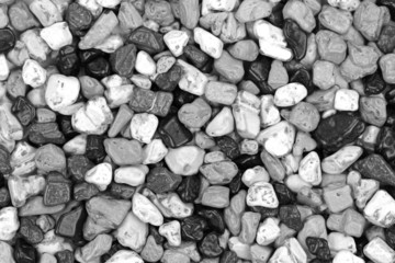 Black and white pebble stones