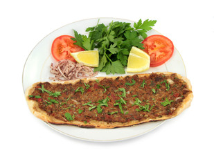 Turkish Pizza. Etli ekmek ( Lahmacun )