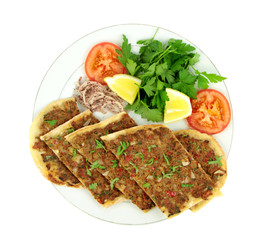 Turkish Pizza. ( Lahmacun or Etli ekmek )