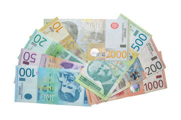 serbian dinar banknotes - obrazy, fototapety, plakaty
