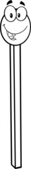 Black And White Smiling Match Stick Cartoon Mascot Character
