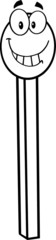 Black And White Happy Match Stick Cartoon Mascot Character