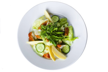 salad with smoked fish, iceberg lettuce and cucumbers