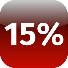 15 percent icon or button in red