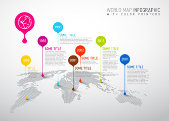 World map with pointer marks