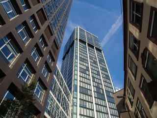 Skyline of business buildings in Frankfurt, Germany