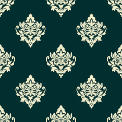 Floral light green damask seamless pattern