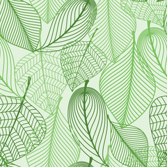Obrazy na Plexi  Zielone liście bezszwowe tło wzór