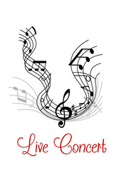 Fototapeta premium Musical composition with wave and notes