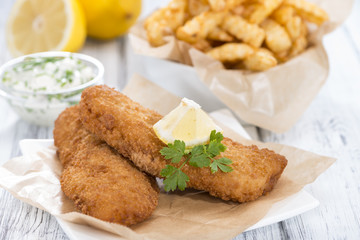 Portion of Fried Salmon (with Chips)