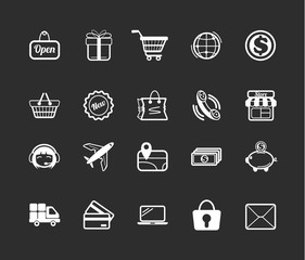 Stock vector e commerce white pictograph icons set