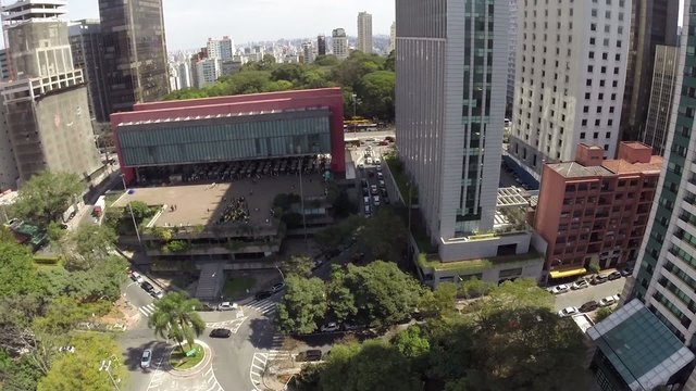 Aerial view for Paulista Avenue in Sao Paulo, Brazil