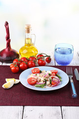 Fresh breakfast consisting of vegetable salad served