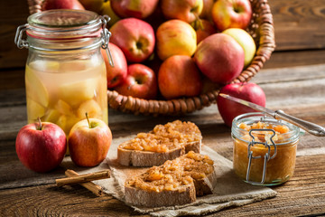 Sandwich with homemade apple jam