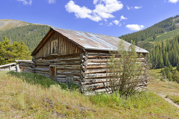 Fototapeta na wymiar Log Cabin in Mining Town, Western USA