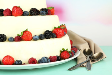Beautiful wedding cake with berries