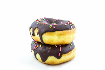 Chocolate donut with Sprinkles.