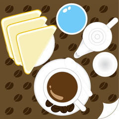 Illustration of cup coffee and bread