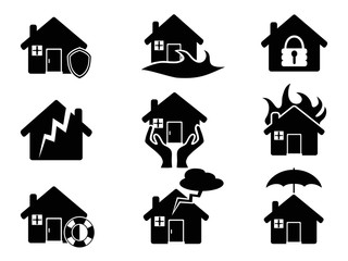 Property insurance icons set