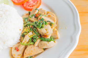 Stir-fried pork with basil