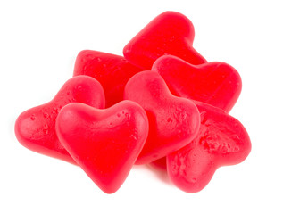 heart-shaped candies isolated on white