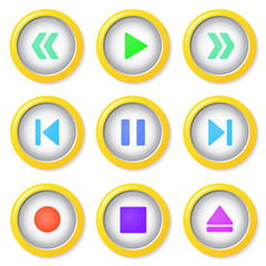Media player buttons collection.