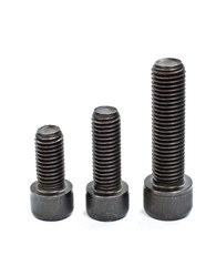 Hexagonal screws isolated on a white background in the industry