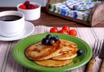 Breakfast plate with pancakes