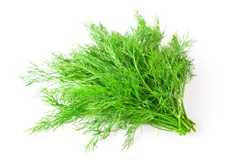 Fresh green dill isolated on white background, food ingredient