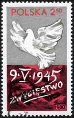 stamp printed in the Poland honoring Victory day