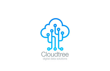 Tree Cloud Logo vector design. Data Storage Logotype