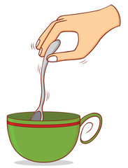 stirring coffee