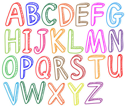 Colorful font styles of the alphabet