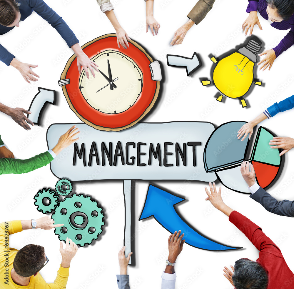 Poster aerial view of people and time management concepts - Posters