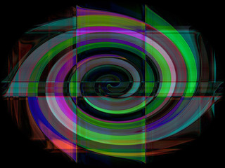 gradient twirling strips abstract on black background