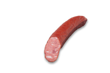 one salami sausage  on white background