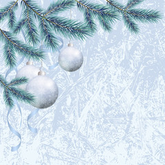 Fototapeta na wymiar Christmas background with branches and balls