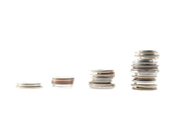 Coin piled as concept of growing