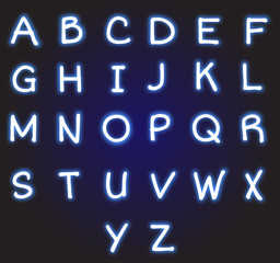 Neon blue alphabet vector
