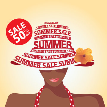 Summer Sale, Shopping, Tan Woman, Typography