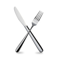 Crossed fork and knife. with clipping path