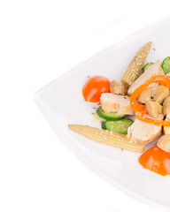 Meat salad with vegetables.