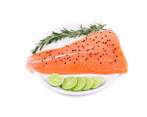 Salmon fillet with lime and rosemary.