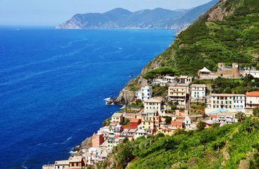 Traditional Mediterranean architecture of Riomaggiore, Italy