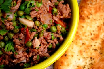 Kheema with naan bread