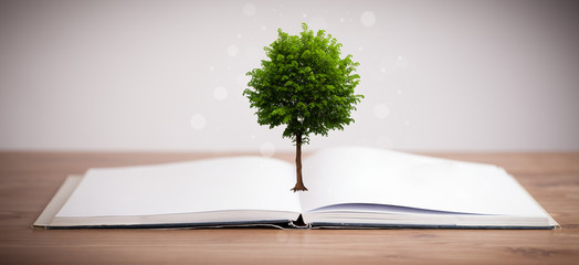 Tree growing from an open book