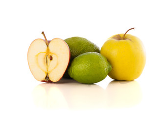 Healthy tropical fresh fruits on white background