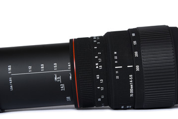 scale on black telephoto lens