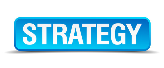 Strategy blue 3d realistic square isolated button